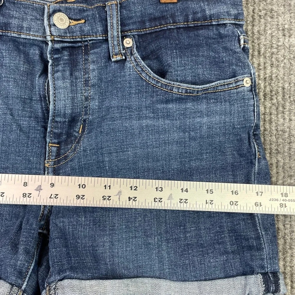 Levi's Mid Length Shorts Womens 28 Blue Denim Cuffed Stretch Casual Summer